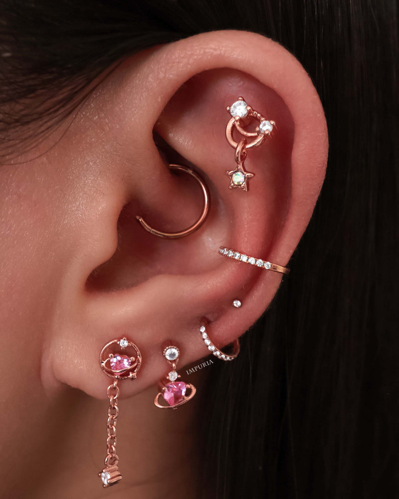 Heart Helix Ear Piercing Jewelry Cartilage Earring Stud Set Rose Gold – Impuria Ear Piercing Jewelry